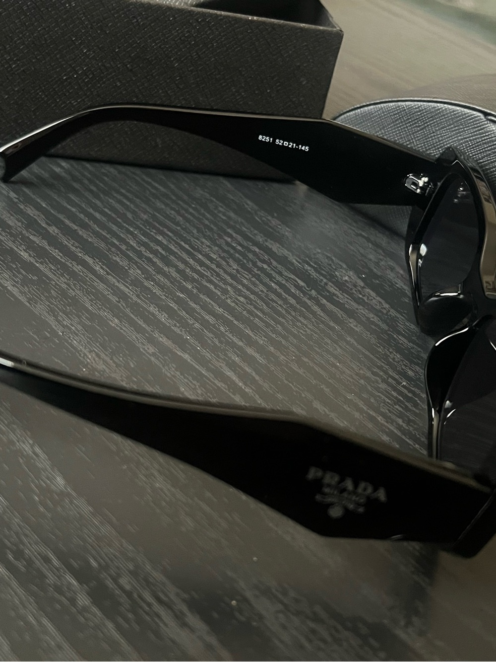 Prada Black Rectangular Women's Sunglasses - Picture 4 of 4